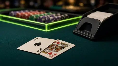 Blackjack shoe in the LakhBet India casino row
